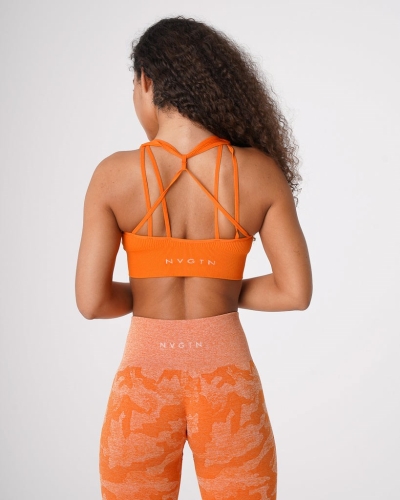 Burnt Orange NVGTN Galaxy Ribbed Seamless Women's Sports Bra | USA907DUH